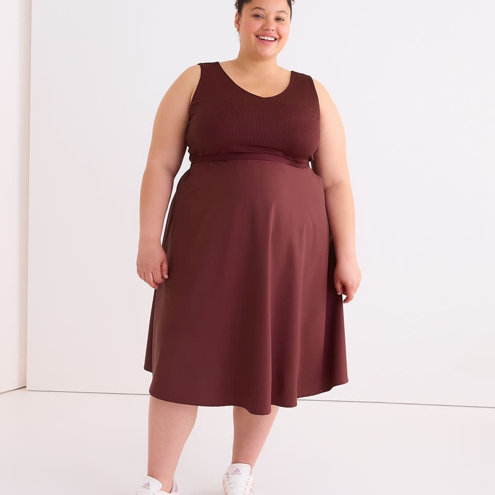 Responsible, Sleeveless V-Neck Dress - Active Zone - Burgundy